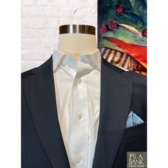 New Jos A Bank 41R Traveler Navy Blue Blazer Sport Coat Jacket - Picture 2 of 16